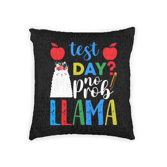 Test Day No Prob-llama Llama Teacher Testing Day Woven Pillows