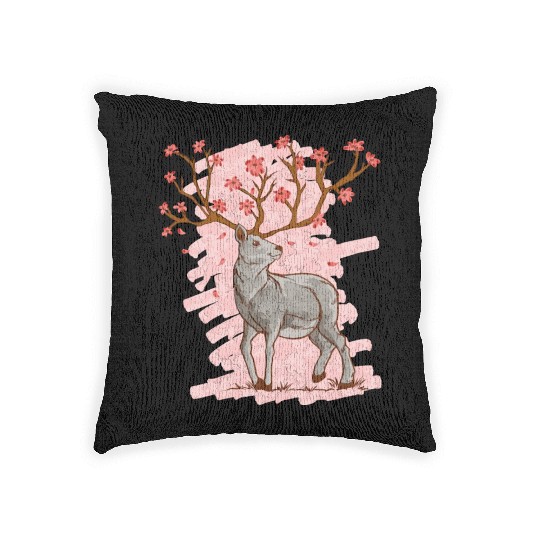 Cherry Blossom Deer Sakura Woven Pillows