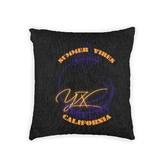 Santa Cruz California summer vibes surfing Woven Pillows