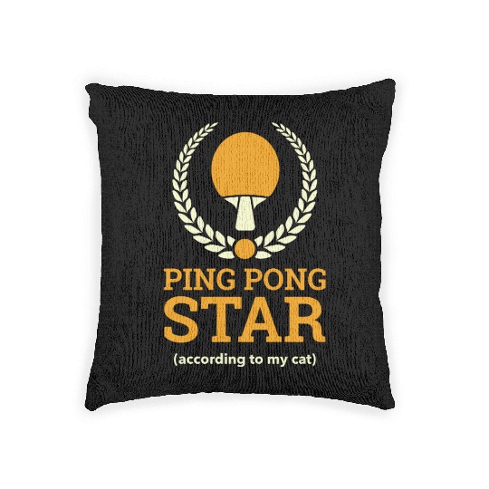 Ping Pong Star according to my cat Woven Pillows
