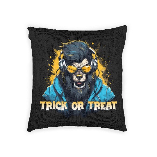 Halloween werewolf Woven Pillows