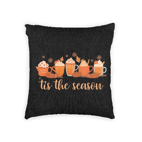 Tis The Season Pumpkin Spice Fall Autumn Season Woven Pillows