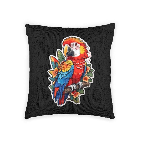 Scarlet Macaw Kawaii Woven Pillows
