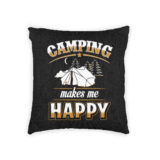 Camping Camping makes me happy Woven Pillows