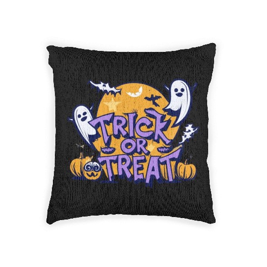 Trick or Treat Design Halloween Woven Pillows Woven Pillows Tees