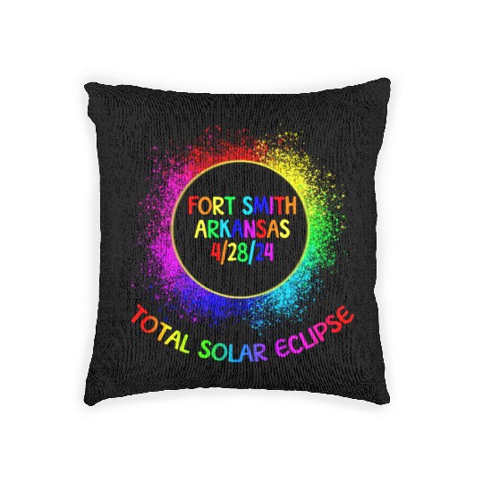Total Solar Eclipse Fort Smith Arkansas 4/28/24gir Woven Pillows