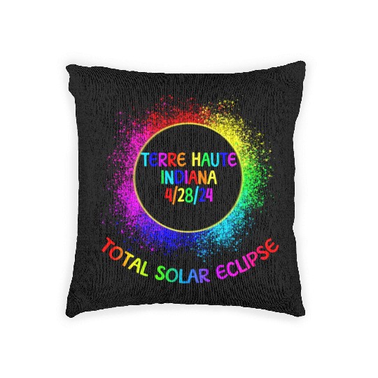 Total Solar Eclipse Terre Haute Indiana 4/28/24gir Woven Pillows