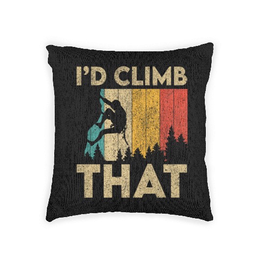 I'd Climb That Funny Vintage Rock Climbing Boulder Woven Pillows