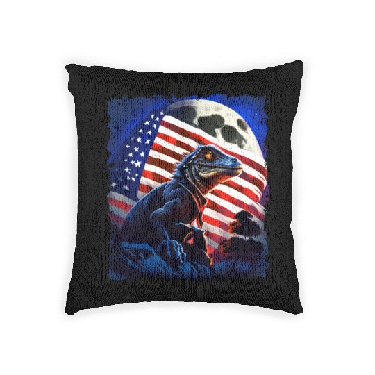 America lizard under Moon with American Flag Woven Pillows