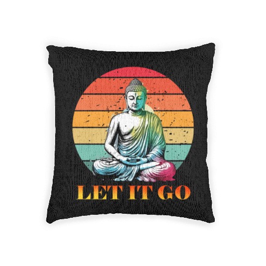 Let It Go, Yoga Buddhism Retro Woven Pillows