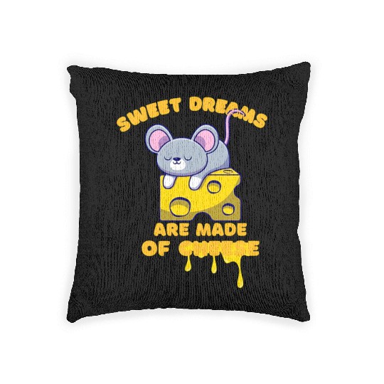 sweet dreams are made of cheese funny food lovers Woven Pillows