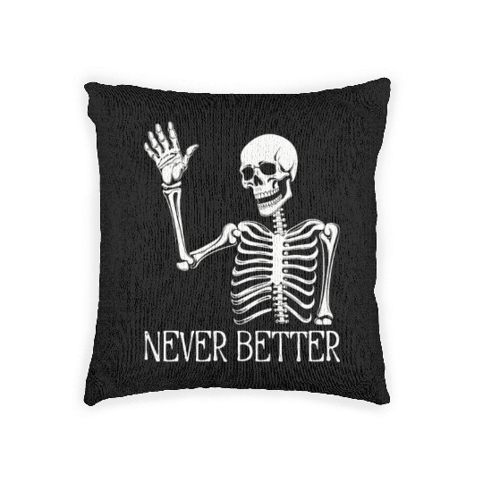 Funny Halloween Skull Woven Pillows | Sarcastic Dead Inside