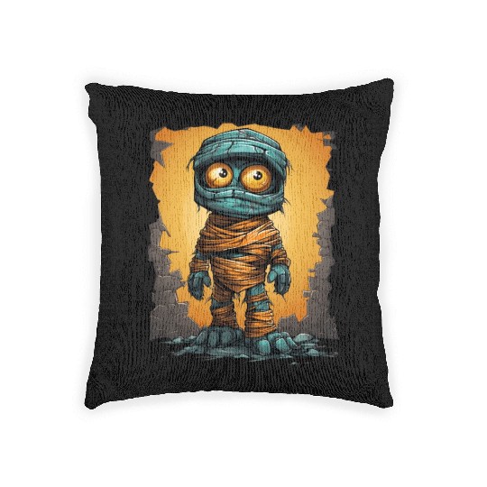 Halloween Spooky Cartoon Mummy Woven Pillows