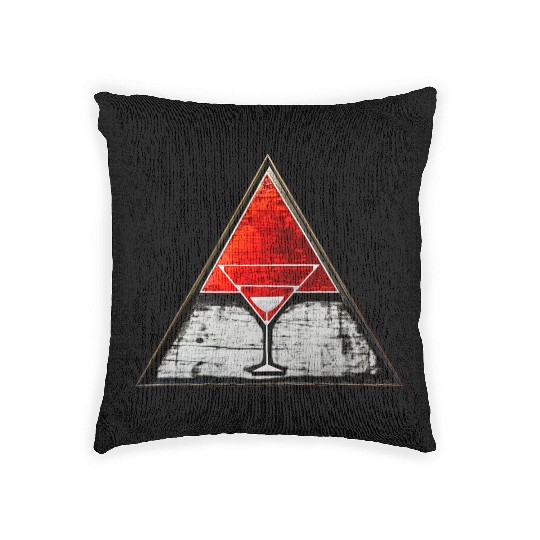 Red triangle shaped Road Sign with a glass big Woven Pillows