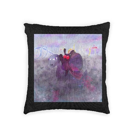 Mothman and Bessie the Lake Erie Monster's Vacay Woven Pillows