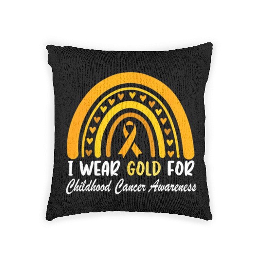 I Wear Gold For Childhood Cancer Awareness Woven Pillows