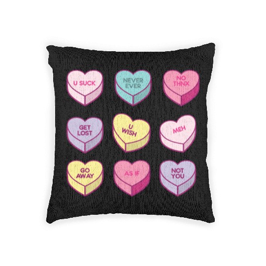 Sassy Anti Valentines Day Conversation Candy Woven Pillows