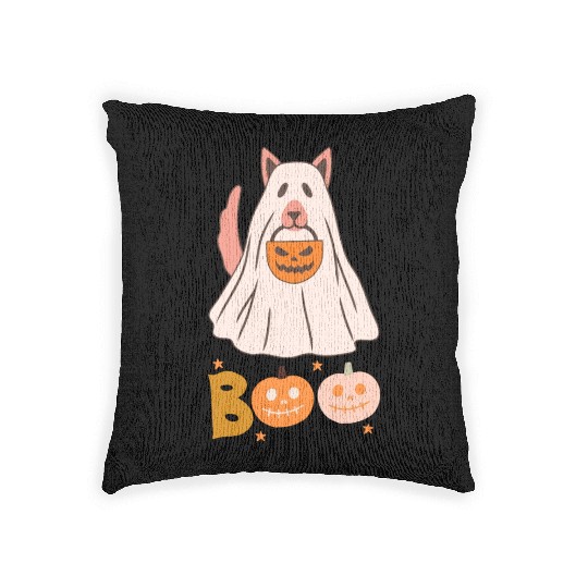Dog Halloween Woven Pillows, Ghost Halloween Woven Pillows Pu
