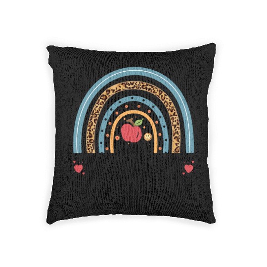 Weird Teachers Build Character Leopard Rainbow Woven Pillows
