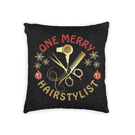 One Merry Hairstylist Love is in Hair Christmas Woven Pillows