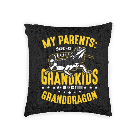Bearded Dragon My Parents Give Us Grandkids Lizard Woven Pillows