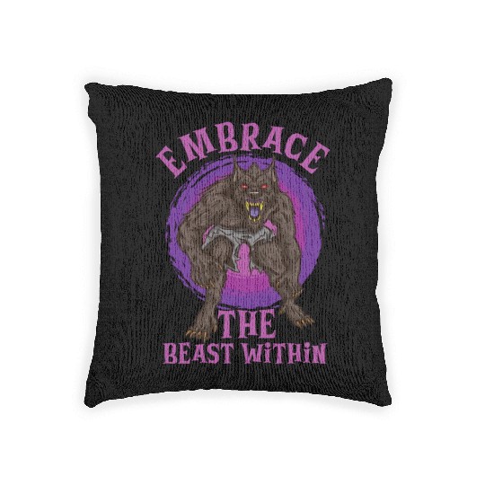 Funny Horror Werewolf Lycanthropy Full Moon Shapes Woven Pillows