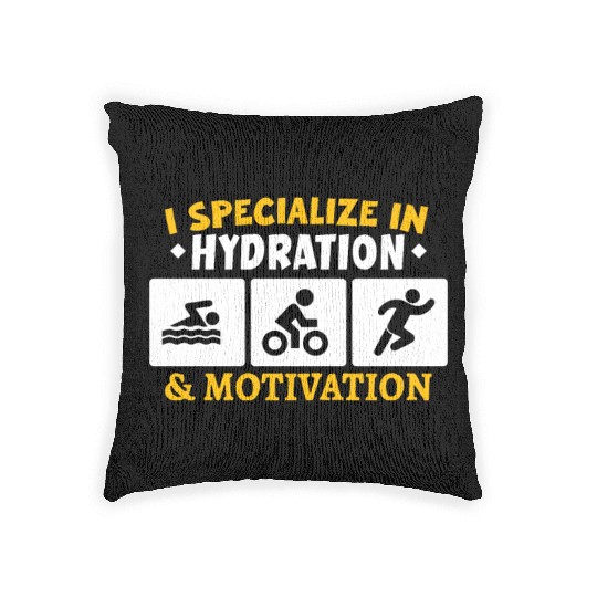 Triathlon Swim Bike Run Triathlete Sport Gift Woven Pillows