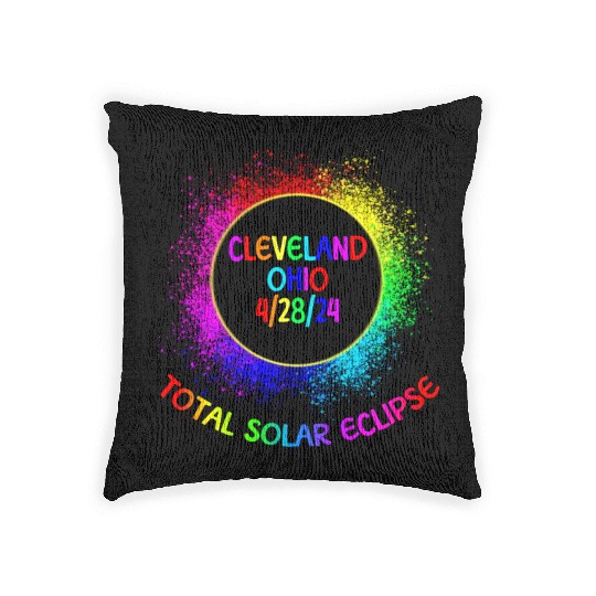 Total Solar Eclipse Cleveland Ohio 4/28/24 Kids Woven Pillows