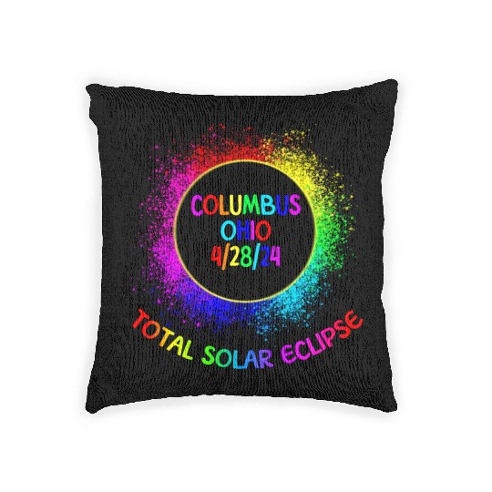 Total Solar Eclipse Columbus Ohio 4/28/24 Kids Woven Pillows