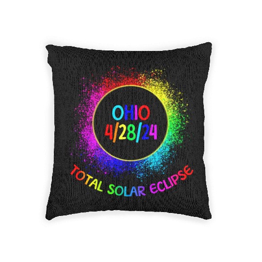 Total Solar Eclipse Ohio 4/28/24 Kids Eclipse Woven Pillows