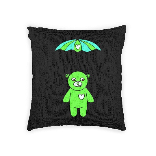 Teddy Bear - The Green Skydiver Woven Pillows