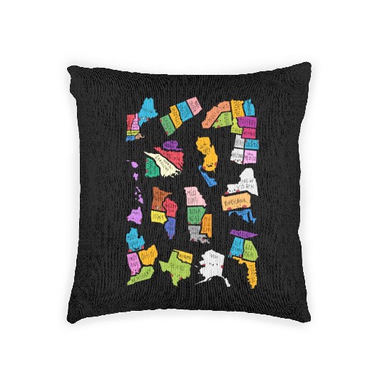 50 Cute US States Sticker Pack Woven Pillows