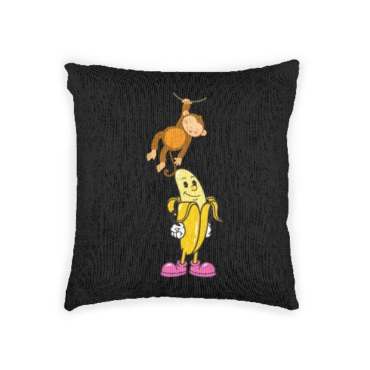 Banana and Monkey Woven Pillows