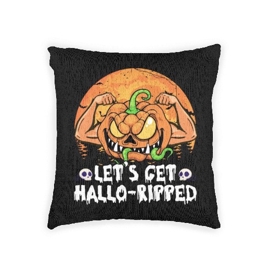 Lets Get Hallo Ripped Woven Pillows Funny Halloween