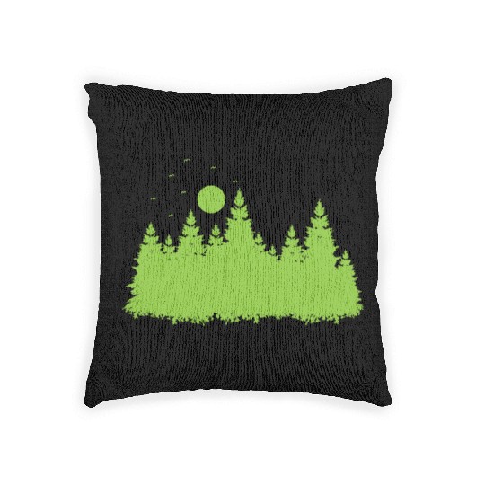 Forest with Leaves in Environment Woven Pillows