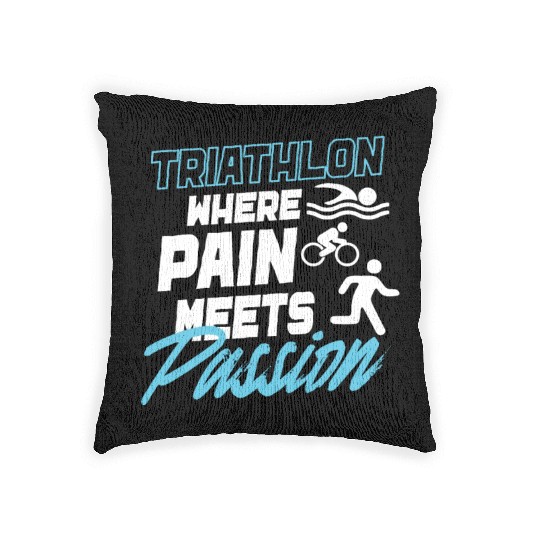 Triathlon Swim Bike Run Triathlete Sport Gift Woven Pillows
