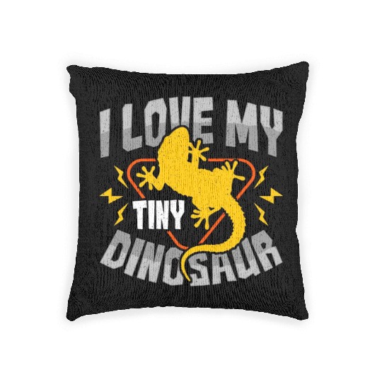 Leopard Gecko I Love My Tiny Dinosaur Lizard Lover Woven Pillows