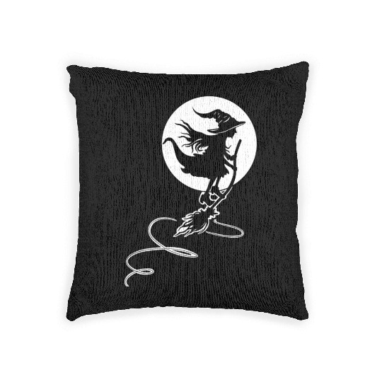 Witch Wizard Broom Halloween Woven Pillows