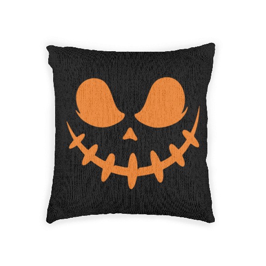 Jack O Lantern Scary Carved Pumpkin Face Halloween Woven Pillows