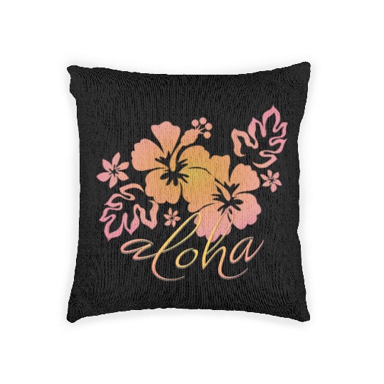 Hawaiian Sunrise Hibiscus Aloha Graphic Woven Pillows