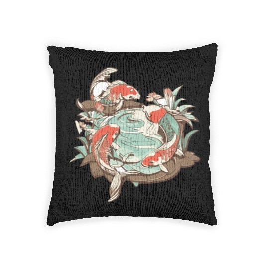 Tranquil Oasis: Koi Pond Serenity Woven Pillows