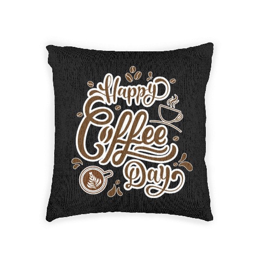 Happy Coffee Day Woven Pillows