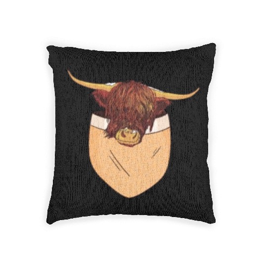 Scottish Highland Cow Pocket Design Woven Pillows