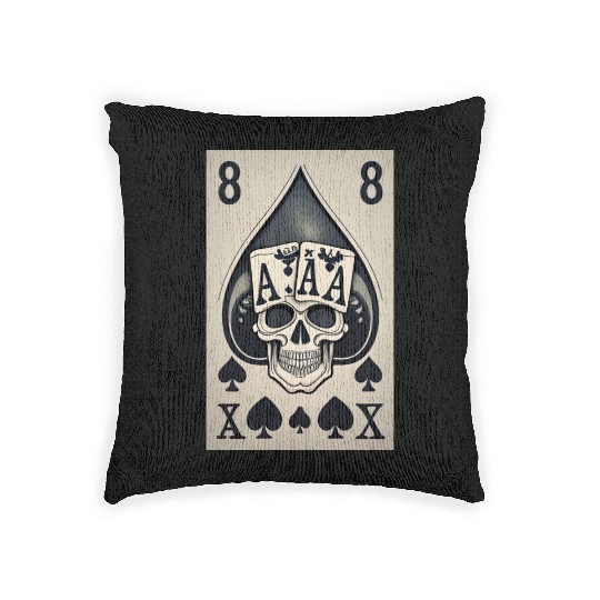 card with skeleton head (halloween design) Woven Pillows