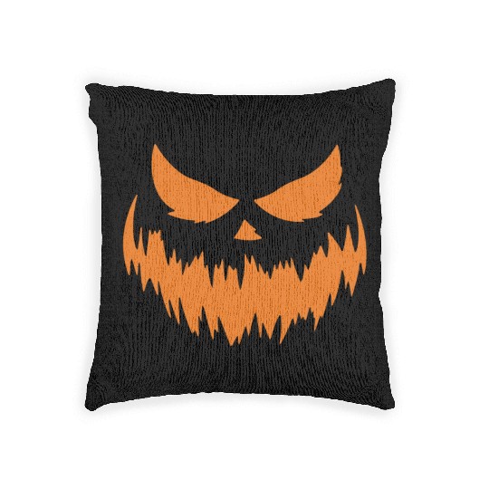 Jack O Lantern Scary Carved Pumpkin Face Halloween Woven Pillows