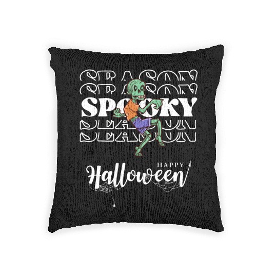 Spooky Season Zombie Halloween Fall Woven Pillows