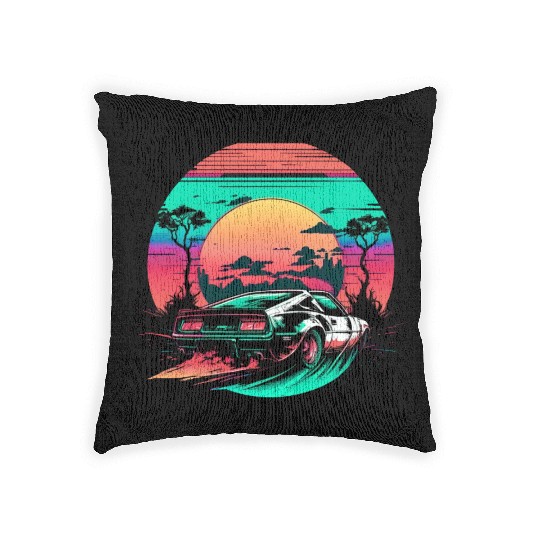 Retro-Fueled Fun: Classic Car Waves Woven Pillows