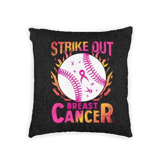 Strike Out Breast Cancer Woven Pillows