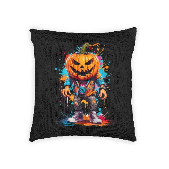 Scary Pumpkin Punk Woven Pillows