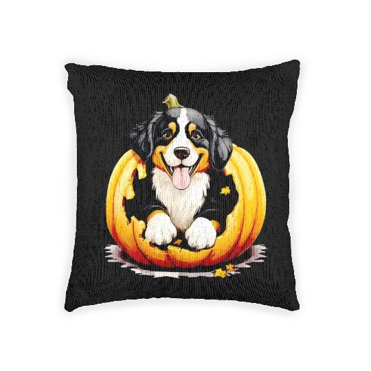 Halloween Bernese Mountain Dog Woven Pillows